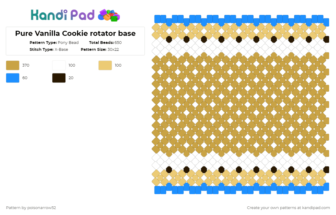 Pure Vanilla Cookie rotator base - Pony Bead Pattern by poisonarrow52 on Kandi Pad - orange,cookie run,cookie run kingdom,pure vanilla,crk