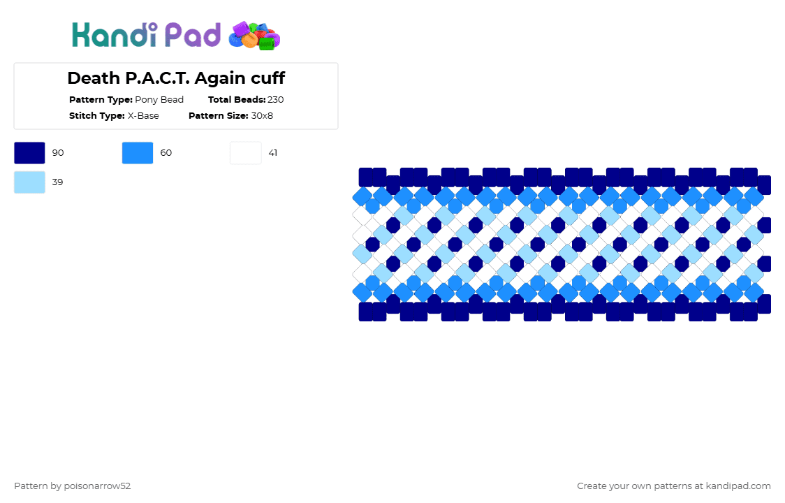 Death P.A.C.T. Again cuff - Pony Bead Pattern by poisonarrow52 on Kandi Pad - purple,light blue,tpot,death pact,bfdi tpot