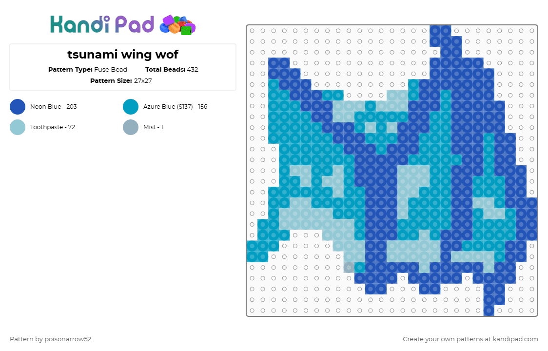 tsunami wing wof - Fuse Bead Pattern by poisonarrow52 on Kandi Pad - blue,light blue,tsunami,wof,seawing