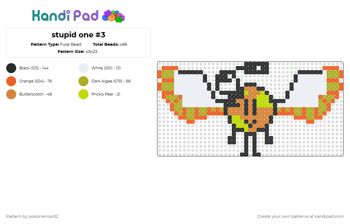 stupid one #3 - Fuse Bead Pattern by poisonarrow52 on Kandi Pad - orange,green,lol,idk,oc