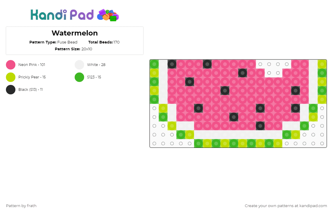 Watermelon - Fuse Bead Pattern by frath on Kandi Pad - pink