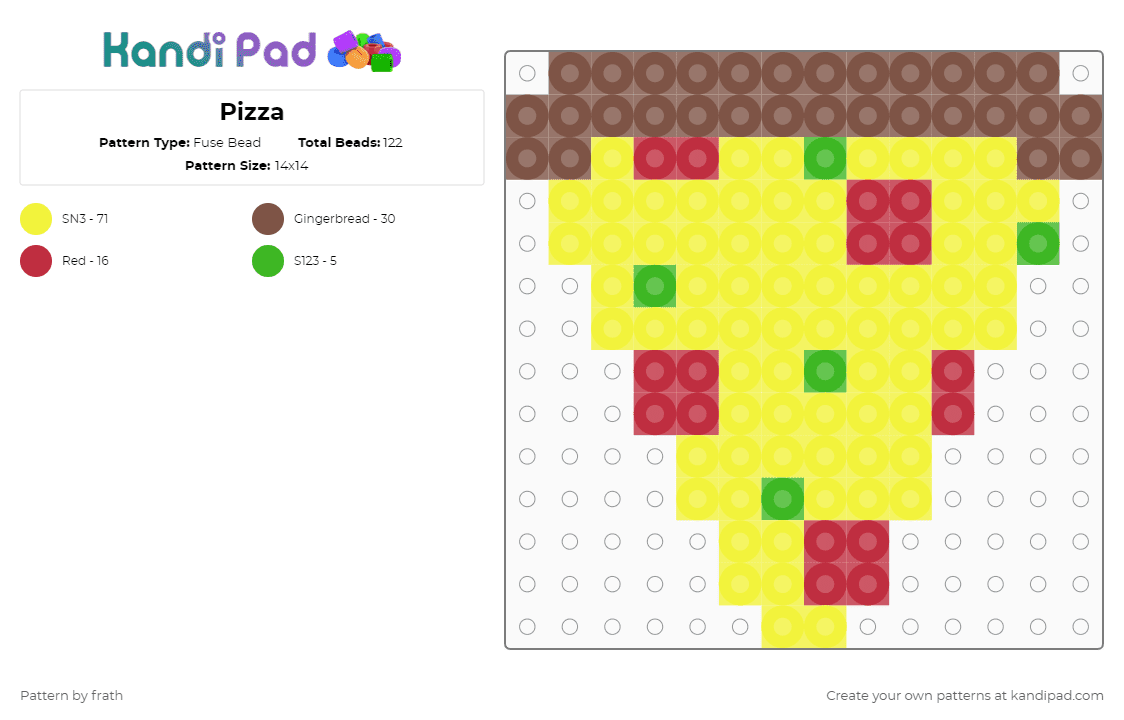 Pizza Fuse Bead Pattern - Kandi Pad | Kandi Patterns, Fuse Bead ...