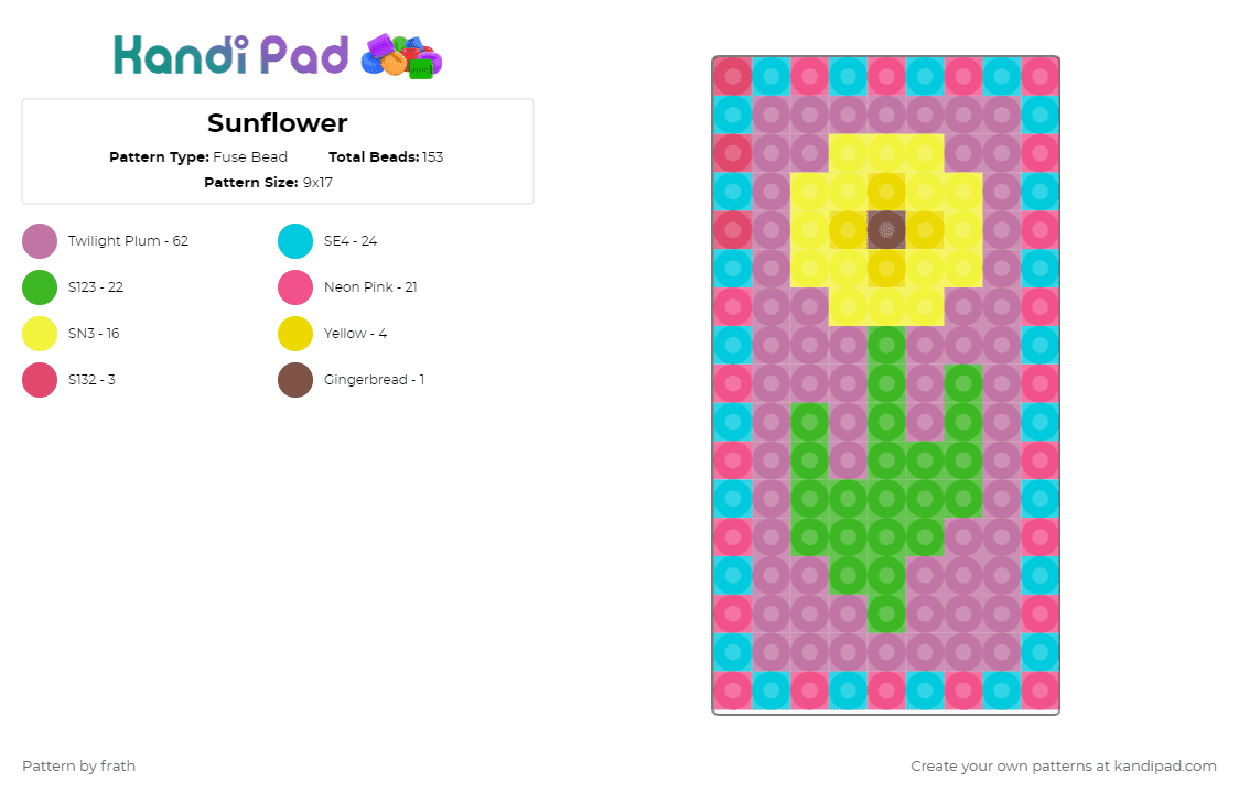 Sunflower Fuse Bead Pattern - Kandi Pad | Kandi Patterns, Fuse Bead ...