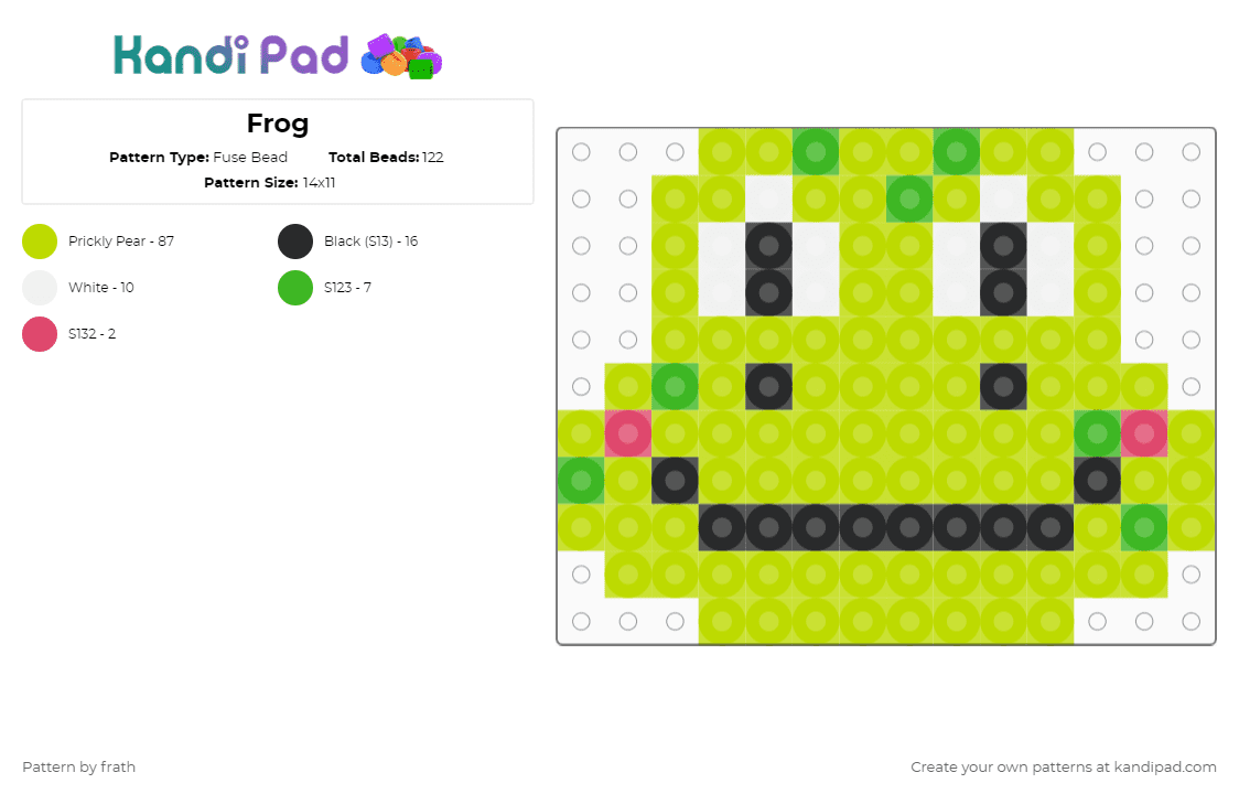 Frog Fuse Bead Pattern - Kandi Pad | Kandi Patterns, Fuse Bead Patterns ...