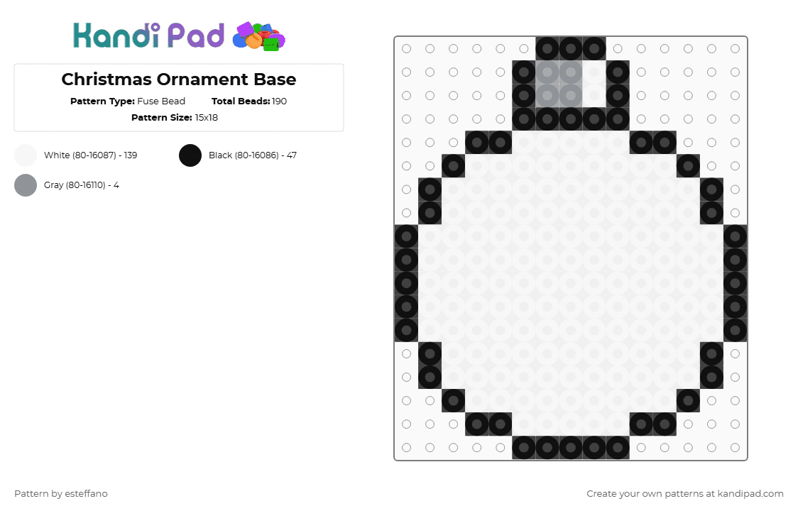 Christmas Ornament Base - Fuse Bead Pattern by esteffano on Kandi Pad - white