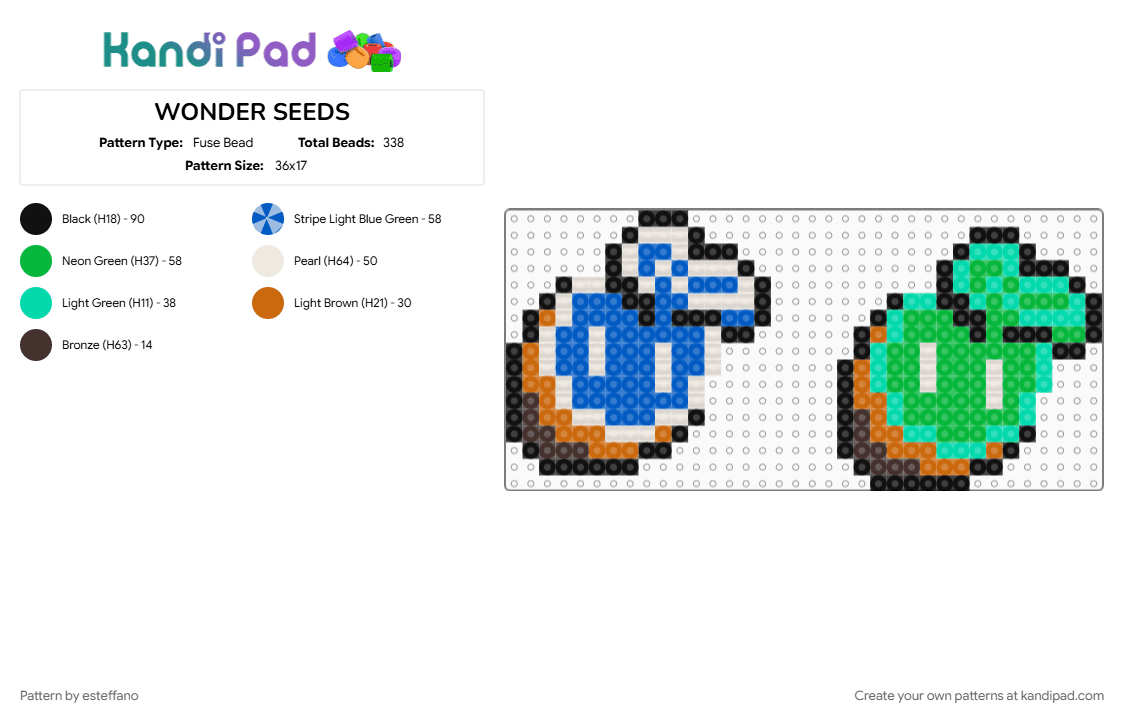 WONDER SEEDS - Fuse Bead Pattern by esteffano on Kandi Pad - blue, green, teal