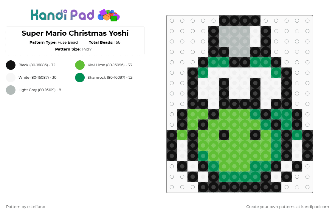 Super Mario Christmas Yoshi - Fuse Bead Pattern by esteffano on Kandi Pad - green