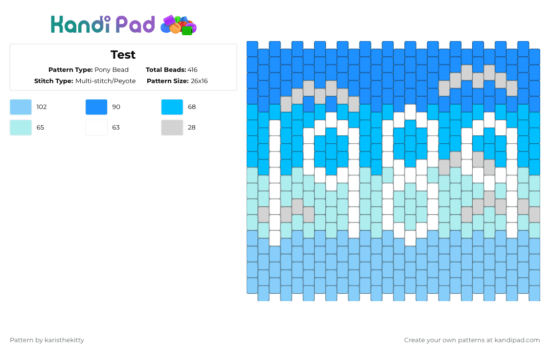 Test - Pony Bead Pattern by karisthekitty on Kandi Pad - light blue