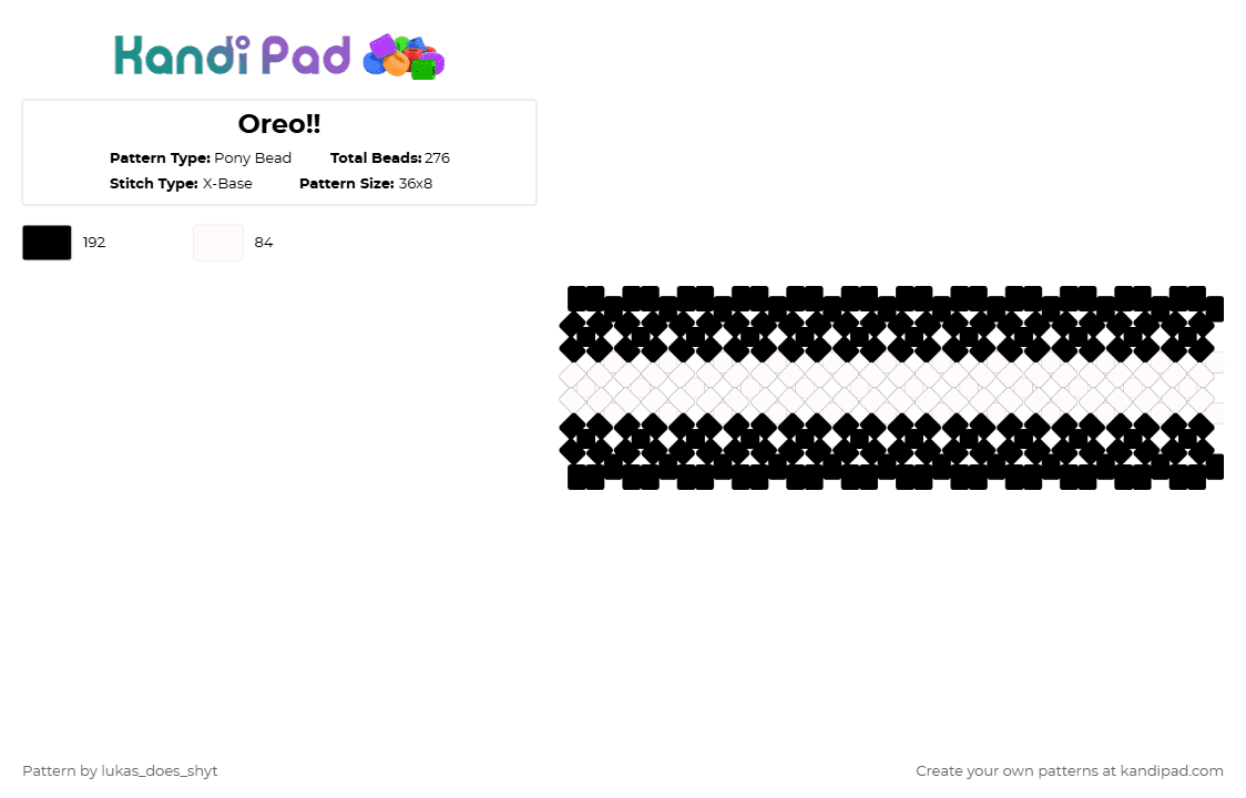 Oreo!! - Pony Bead Pattern by lukas_does_shyt on Kandi Pad - black,white,cotdcookies
