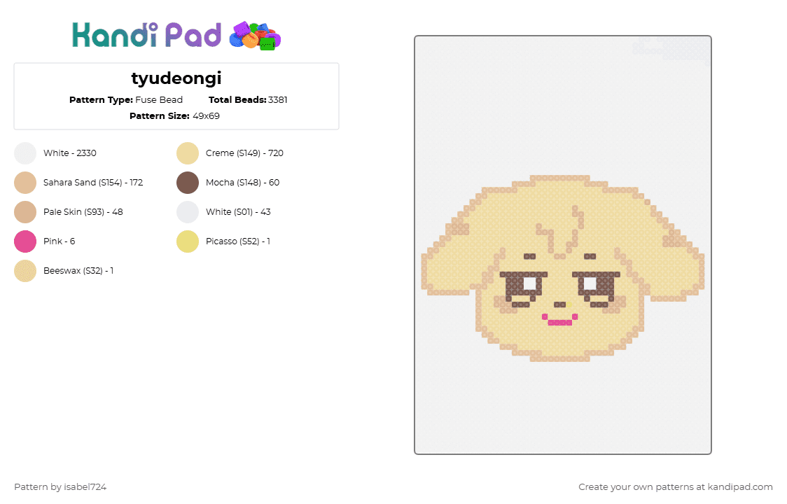tyudeongi - Fuse Bead Pattern by isabel724 on Kandi Pad - white,beige,ateez,yunho,aniteez,kpop