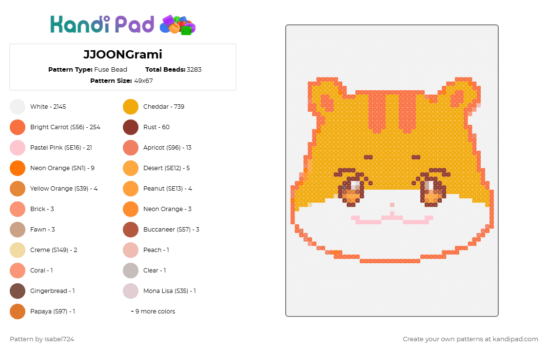 JJOONGrami - Fuse Bead Pattern by isabel724 on Kandi Pad - white,orange,ateez,hongjoong,aniteez,kpo