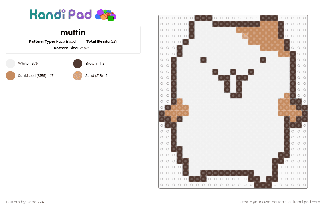 muffin - Fuse Bead Pattern by isabel724 on Kandi Pad - white,brown,sanrio,muffin,pompompurin