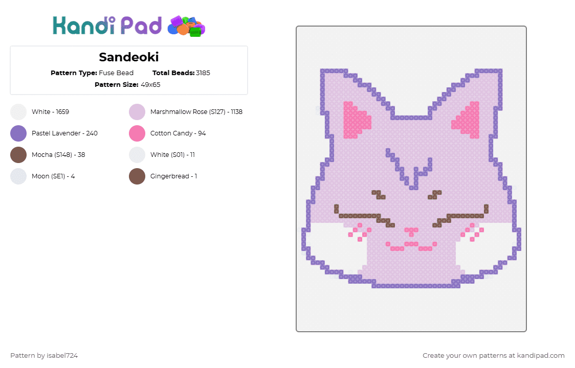 Sandeoki - Fuse Bead Pattern by isabel724 on Kandi Pad - white,pink,ateez,aniteez,kpop,sandeoki,san