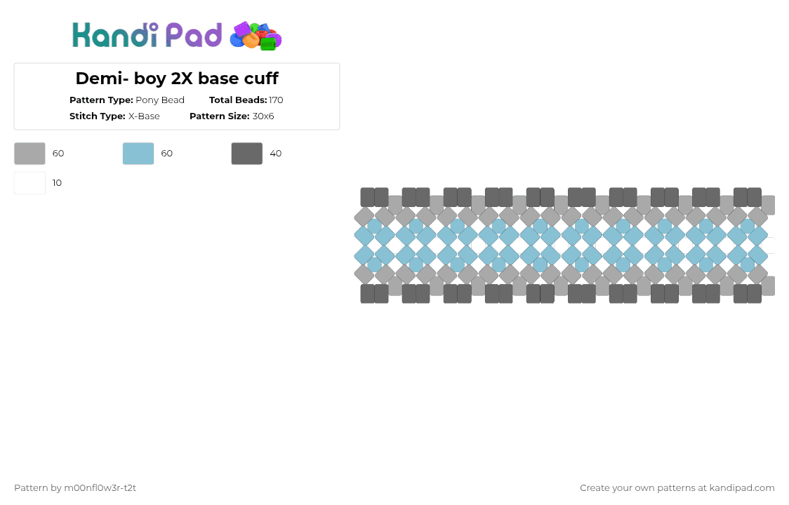 Demi- boy 2X base cuff - Pony Bead Pattern by m00nfl0w3r-t2t on Kandi Pad - beige,light blue