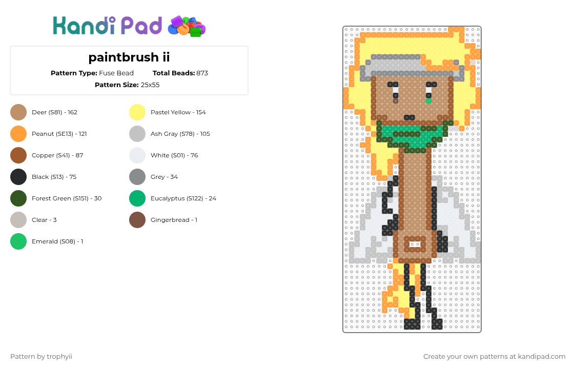 paintbrush ii - Fuse Bead Pattern by trophyii on Kandi Pad - orange,yellow,beige,tan