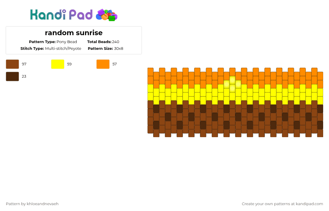 random sunrise - Pony Bead Pattern by khloeandnevaeh on Kandi Pad - cotdsunrises, orange, red, yellow