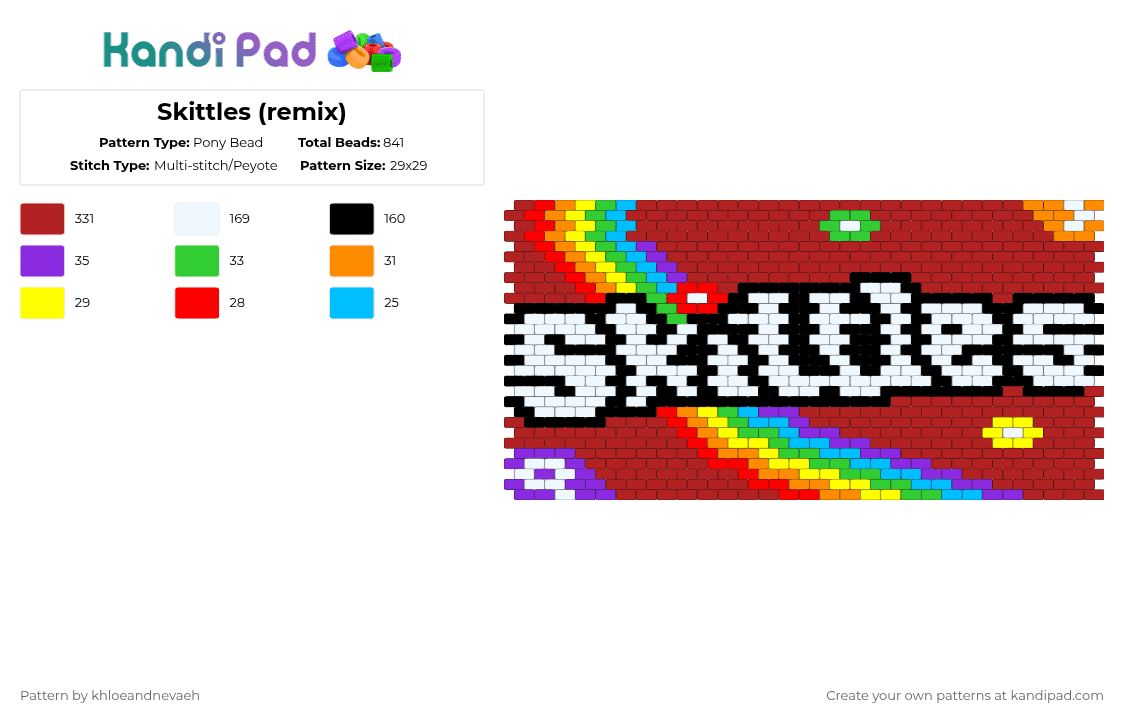 Skittles (remix) - Pony Bead Pattern by khloeandnevaeh on Kandi Pad - red