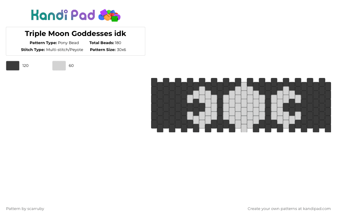 Triple Moon Goddesses idk - Pony Bead Pattern by scarruby on Kandi Pad - black, white