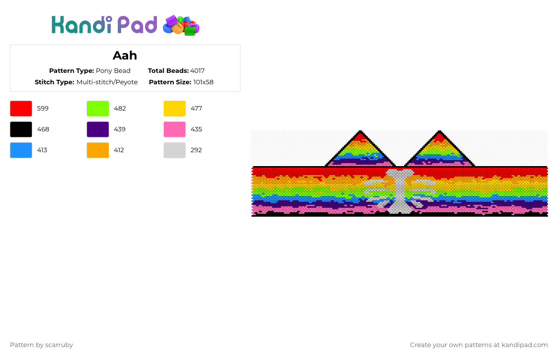 Aah - Pony Bead Pattern by scarruby on Kandi Pad - yellow,purple,colorful