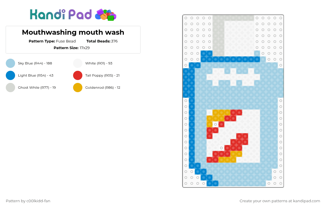 Mouthwashing mouth wash - Fuse Bead Pattern by deleted_user_748426 on Kandi Pad - light blue