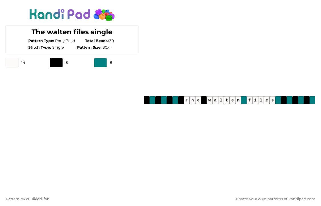 The walten files single - Pony Bead Pattern by deleted_user_748426 on Kandi Pad - white,teal