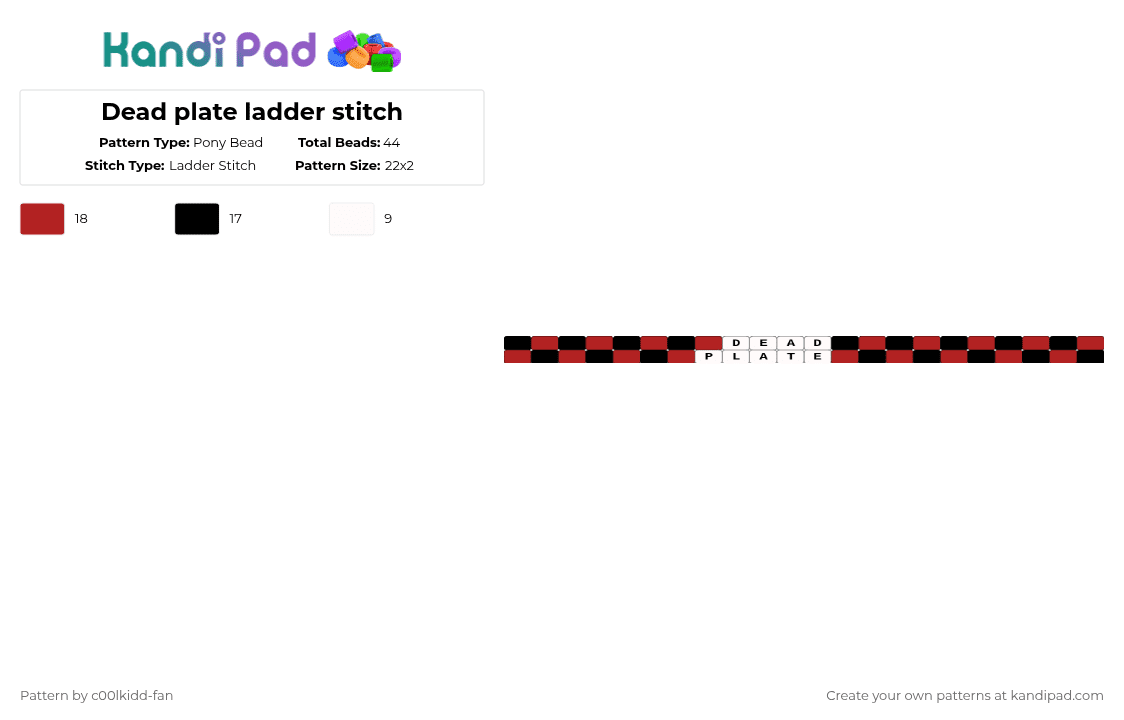 Dead plate ladder stitch - Pony Bead Pattern by deleted_user_748426 on Kandi Pad - red,white
