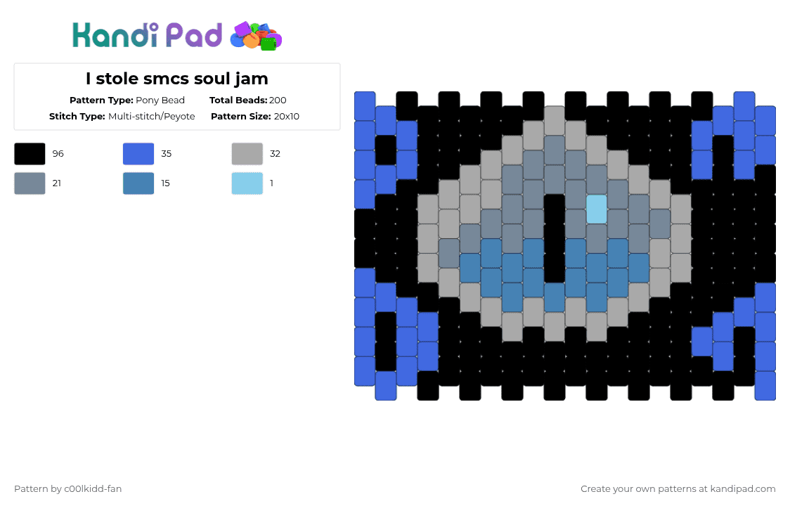 I stole smcs soul jam - Pony Bead Pattern by deleted_user_748426 on Kandi Pad - beige,blue
