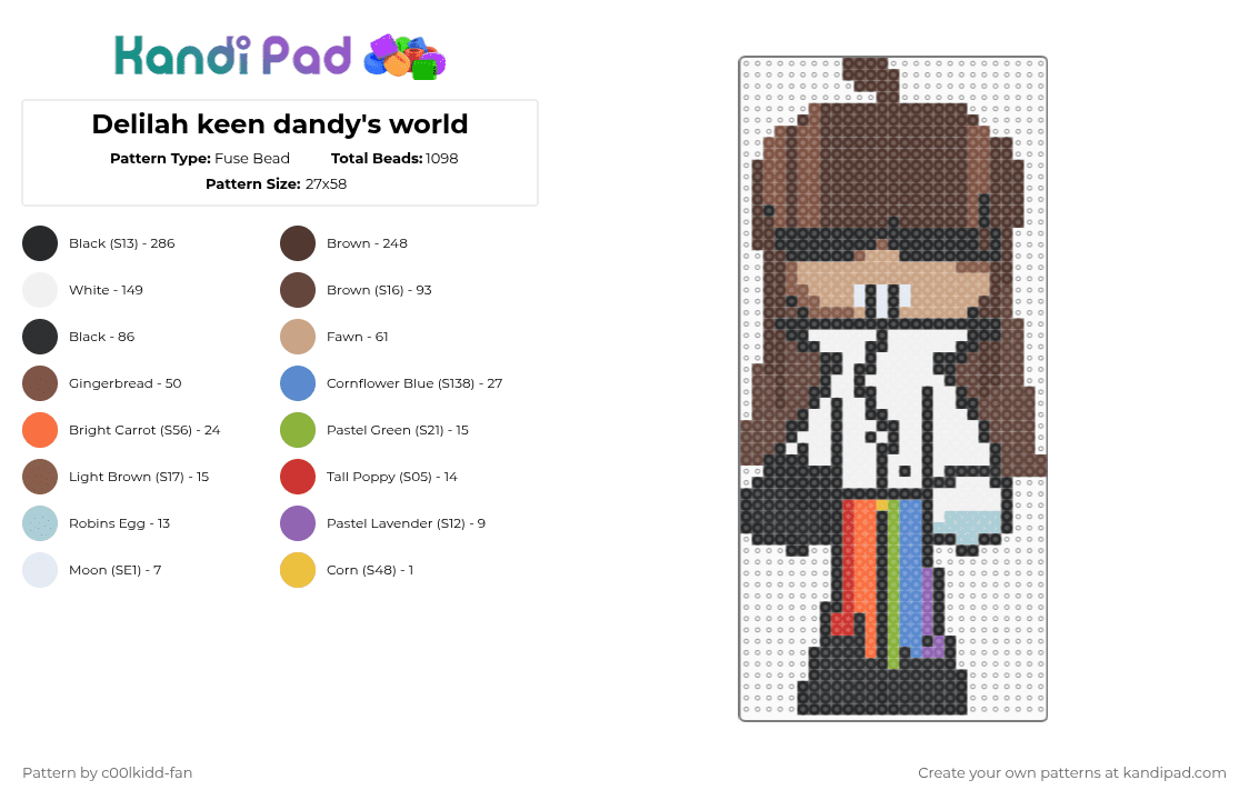 Delilah keen dandy\'s world - Fuse Bead Pattern by deleted_user_748426 on Kandi Pad - brown,tan,beige