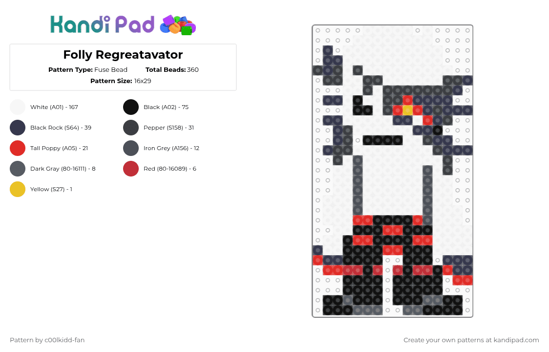 Folly Regreatavator - Fuse Bead Pattern by deleted_user_748426 on Kandi Pad - purple, red, white