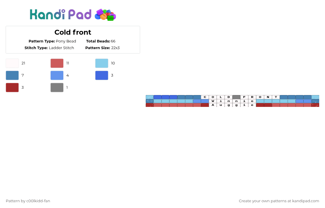 Cold front - Pony Bead Pattern by deleted_user_748426 on Kandi Pad - light blue,blue,red