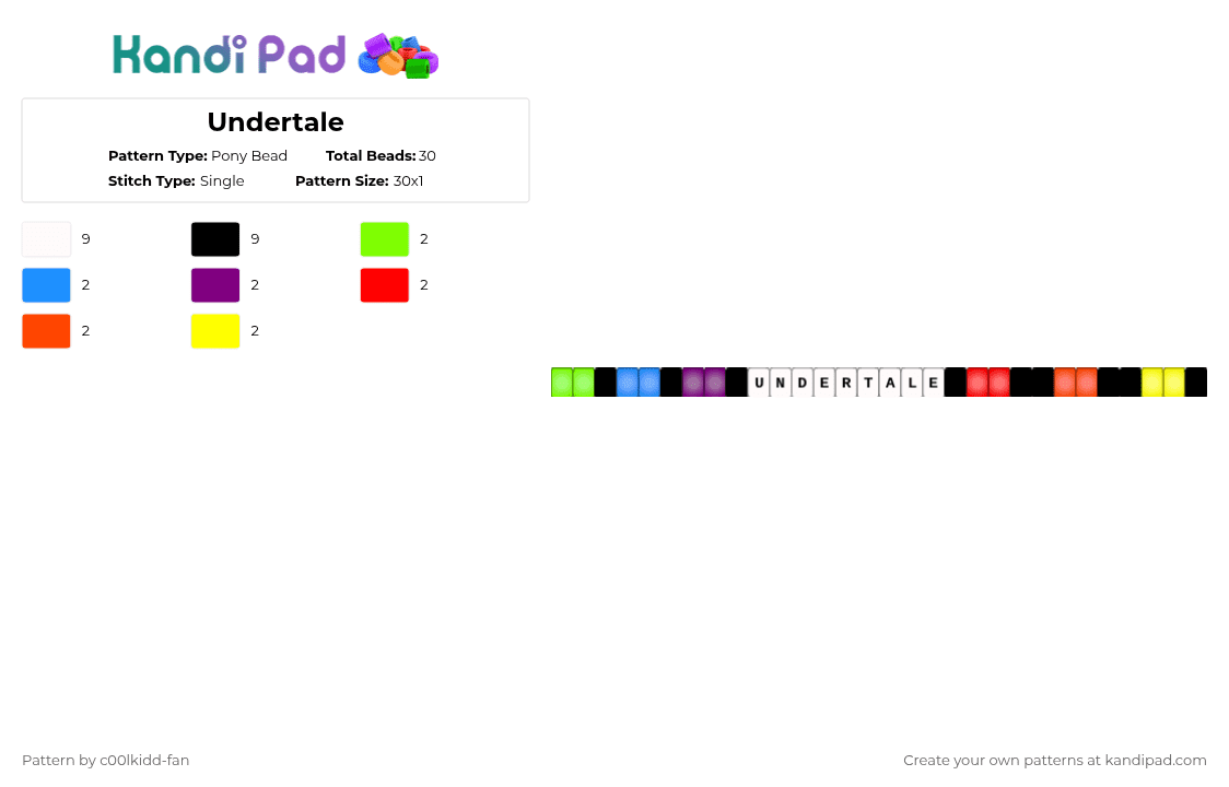 Undertale - Pony Bead Pattern by deleted_user_748426 on Kandi Pad - white,red
