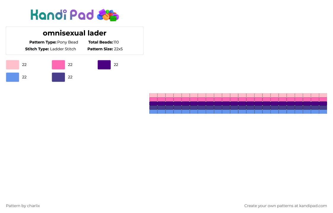 omnisexual lader - Pony Bead Pattern by deleted_user_846588 on Kandi Pad - pink,purple