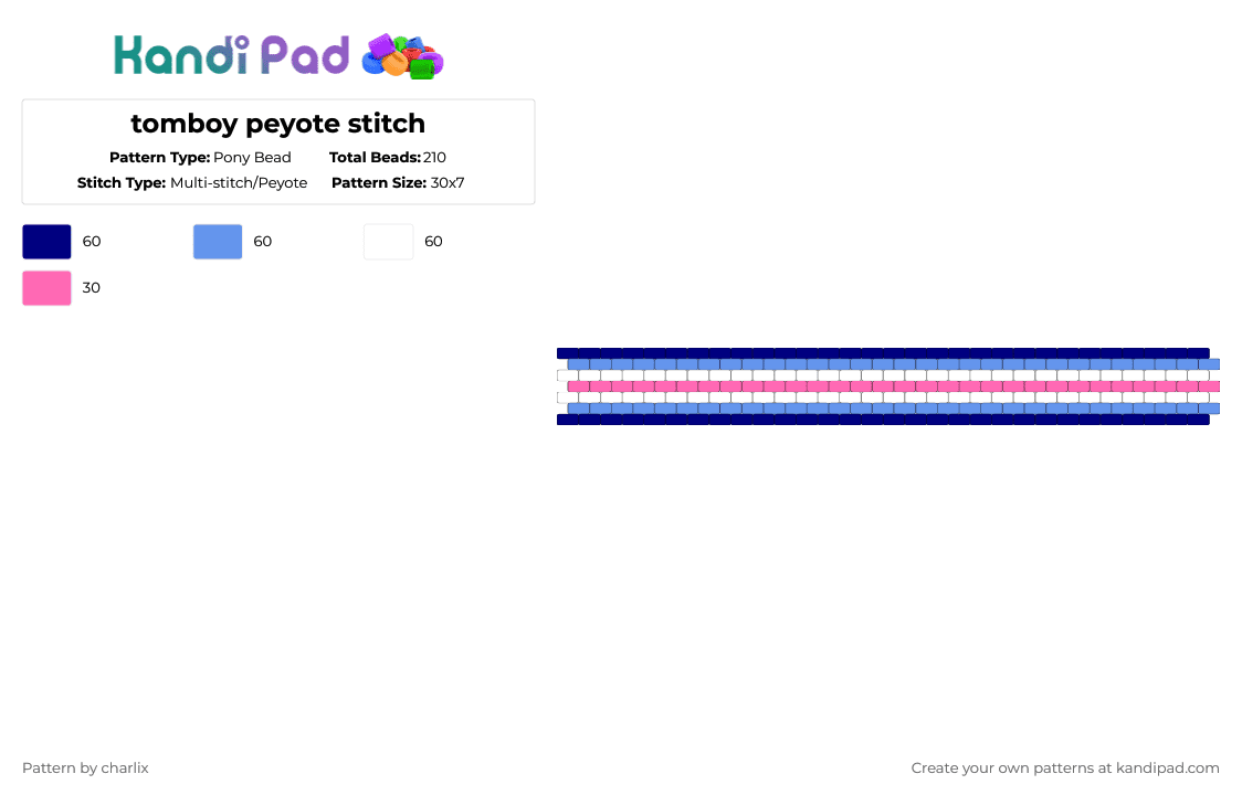 tomboy peyote stitch - Pony Bead Pattern by deleted_user_846588 on Kandi Pad - light blue, purple
