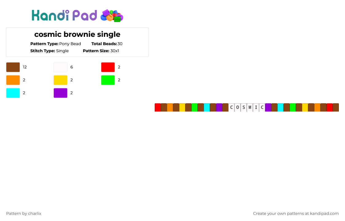 cosmic brownie single - Pony Bead Pattern by deleted_user_846588 on Kandi Pad - red