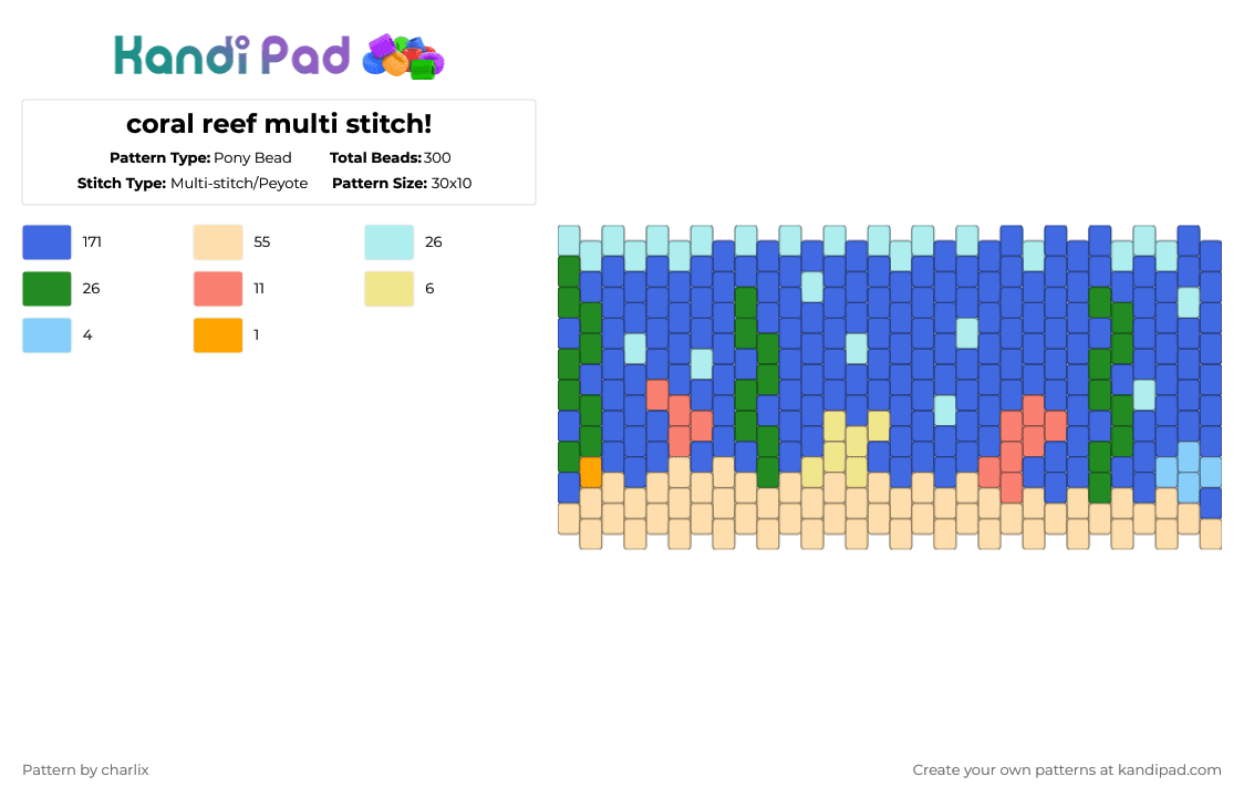 coral reef multi stitch! - Pony Bead Pattern by deleted_user_846588 on Kandi Pad - beige,blue