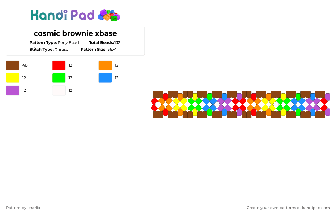 cosmic brownie xbase - Pony Bead Pattern by deleted_user_846588 on Kandi Pad - red