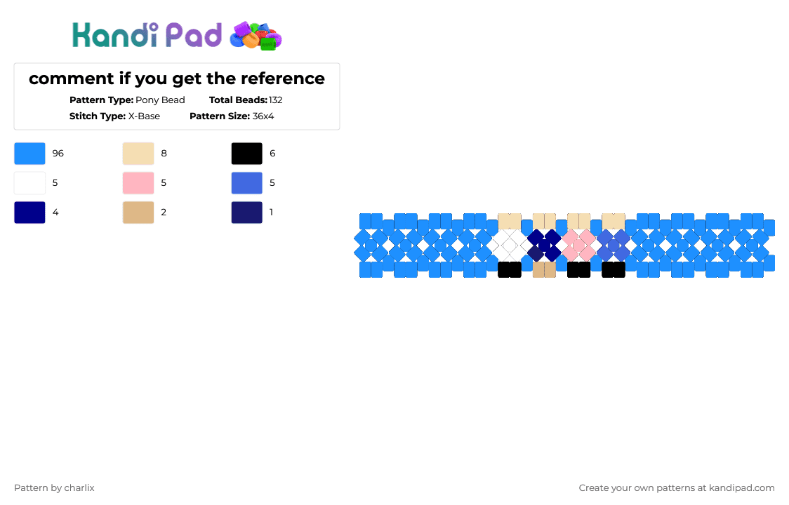 comment if you get the reference - Pony Bead Pattern by deleted_user_846588 on Kandi Pad - light blue