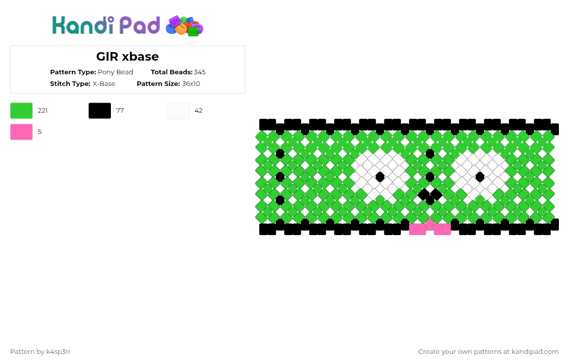GIR xbase - Pony Bead Pattern by k4sp3rr on Kandi Pad - green
