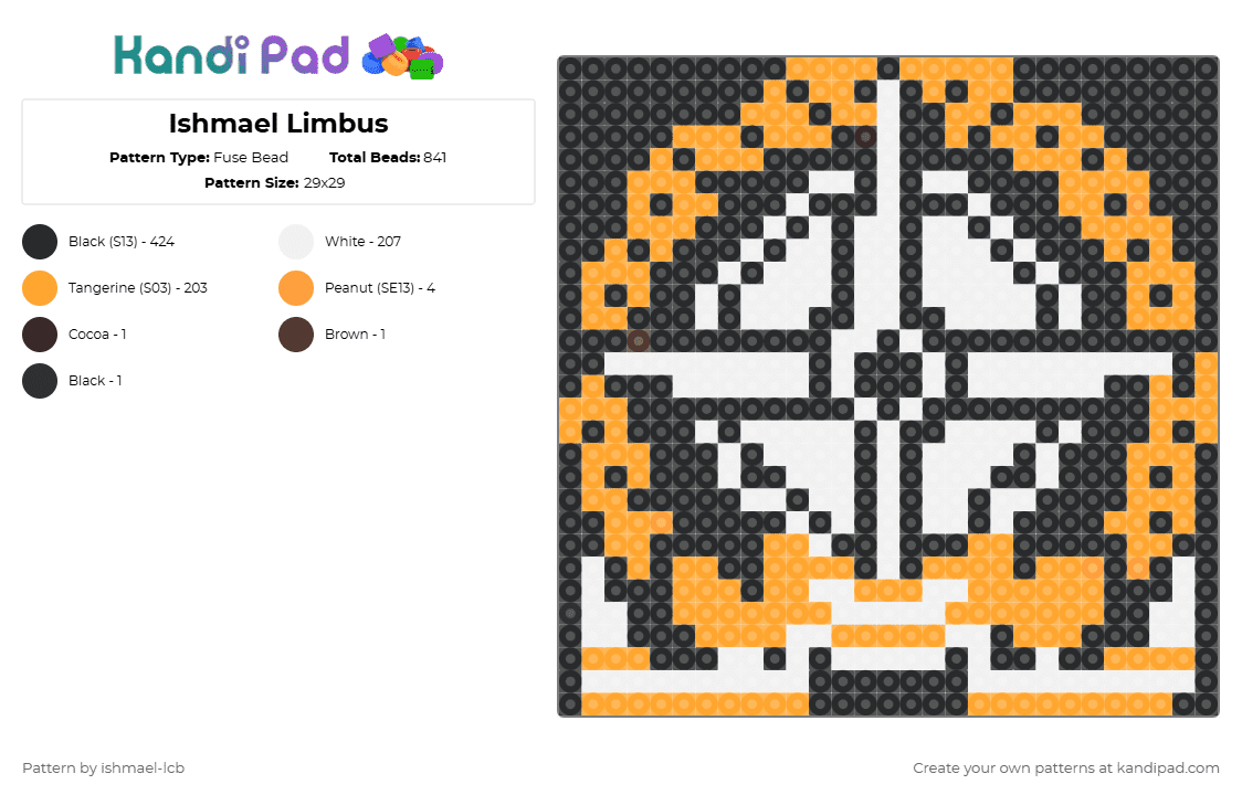 Ishmael Limbus - Fuse Bead Pattern by ishmael-lcb on Kandi Pad - orange