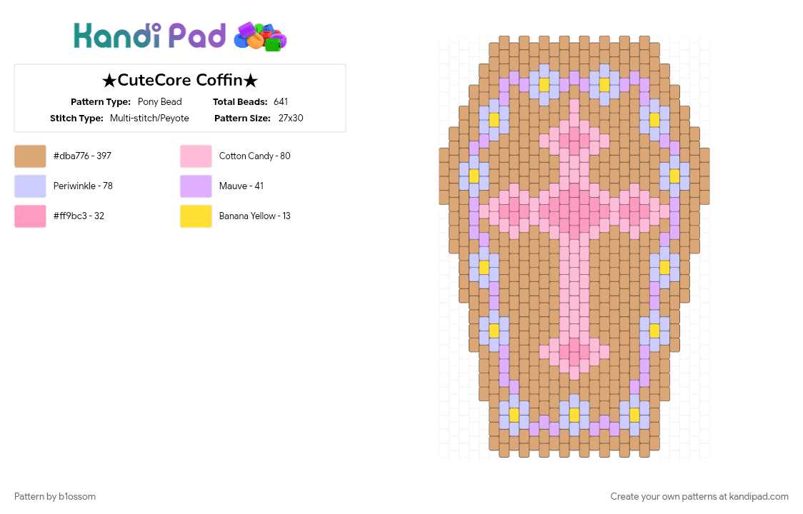★CuteCore Coffin★ - Pony Bead Pattern by b1ossom on Kandi Pad - 