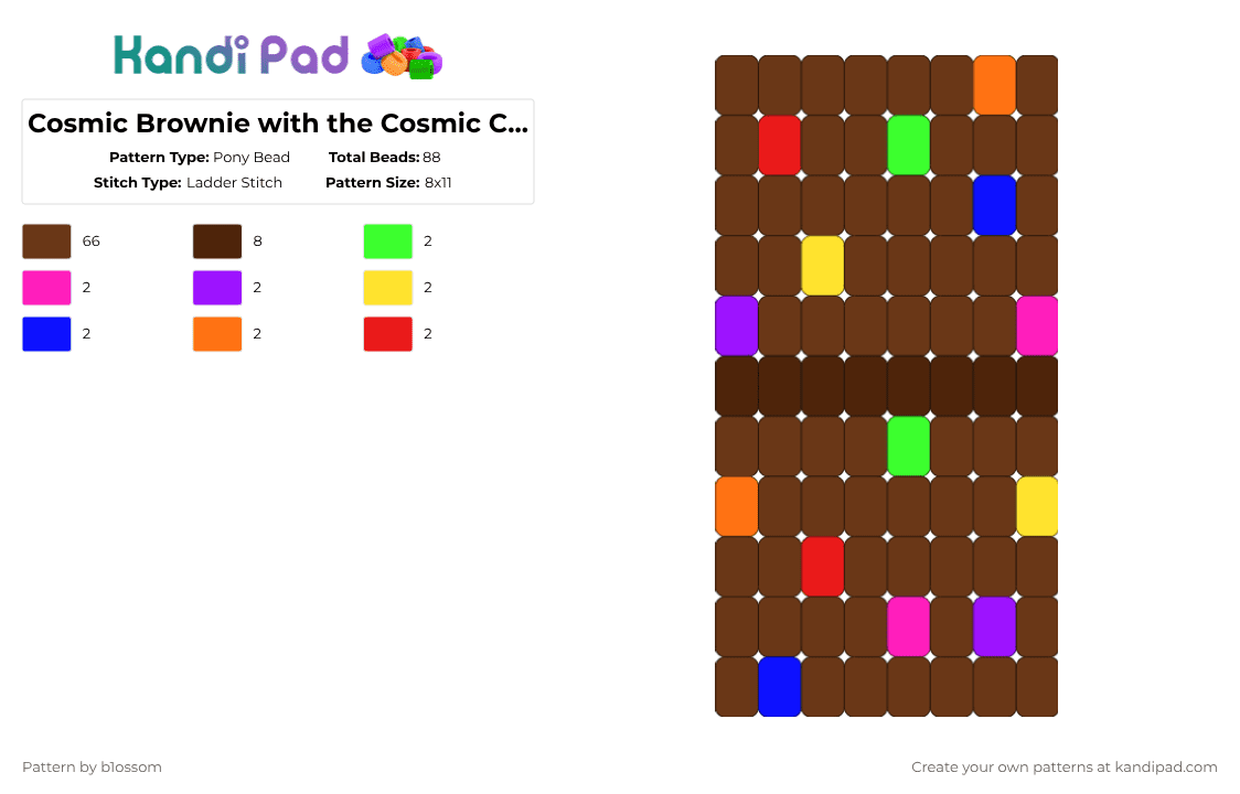 Cosmic Brownie with the Cosmic Candy Pieces - Pony Bead Pattern by b1ossom on Kandi Pad - brown
