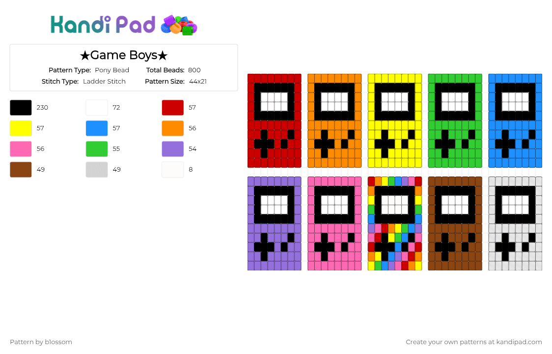 ★Game Boys★ - Pony Bead Pattern by b1ossom on Kandi Pad - red,yellow,light blue