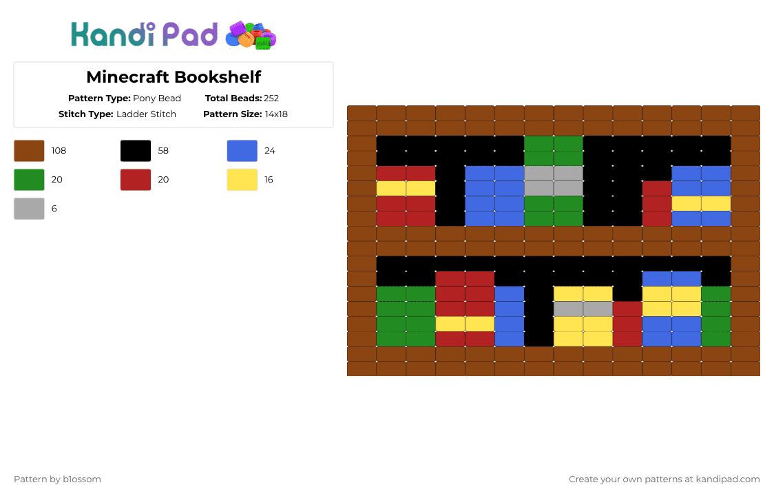 Minecraft Bookshelf - Pony Bead Pattern by b1ossom on Kandi Pad - red