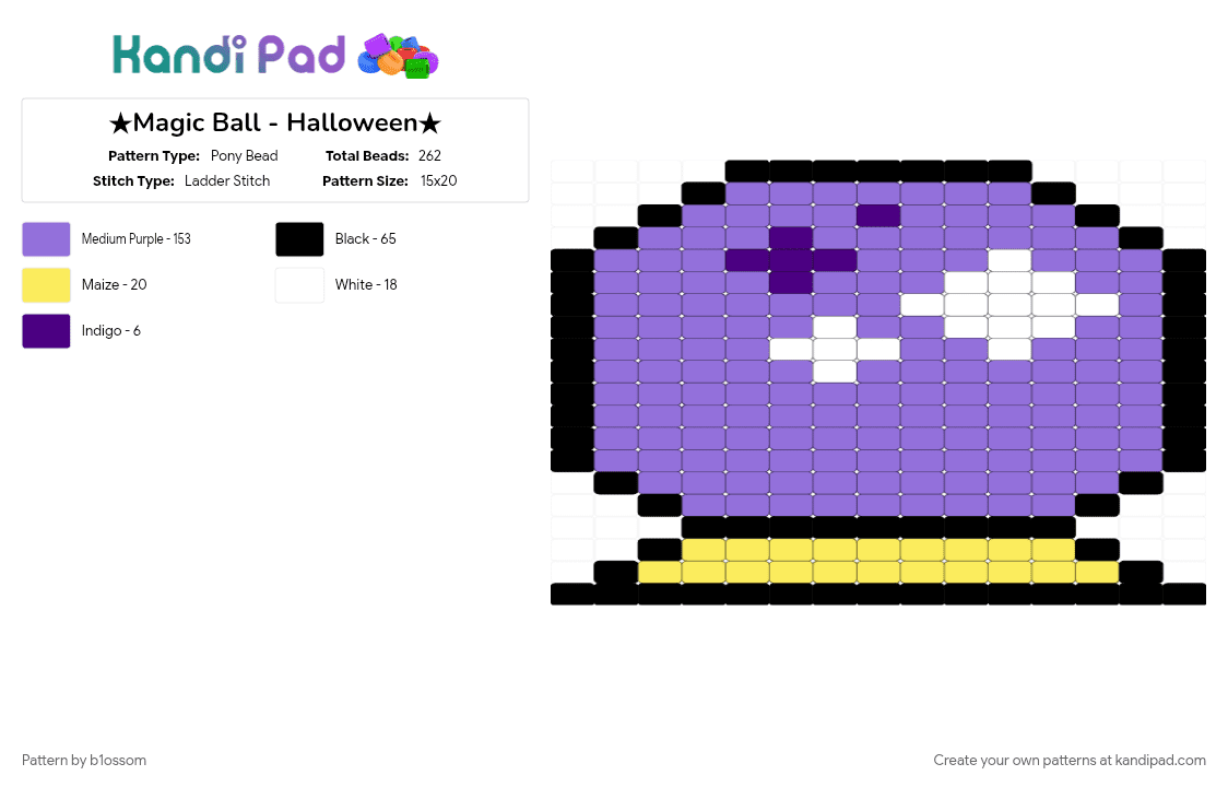 ★Magic Ball - Halloween★ - Pony Bead Pattern by b1ossom on Kandi Pad - charm, creepy, cute, halloween, purple, small, spooky, yellow