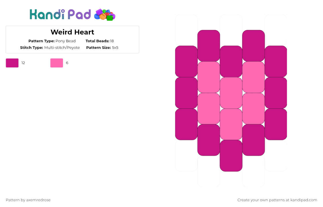 Weird Heart Pony Bead Pattern - Kandi Pad | Kandi Patterns, Fuse Bead ...