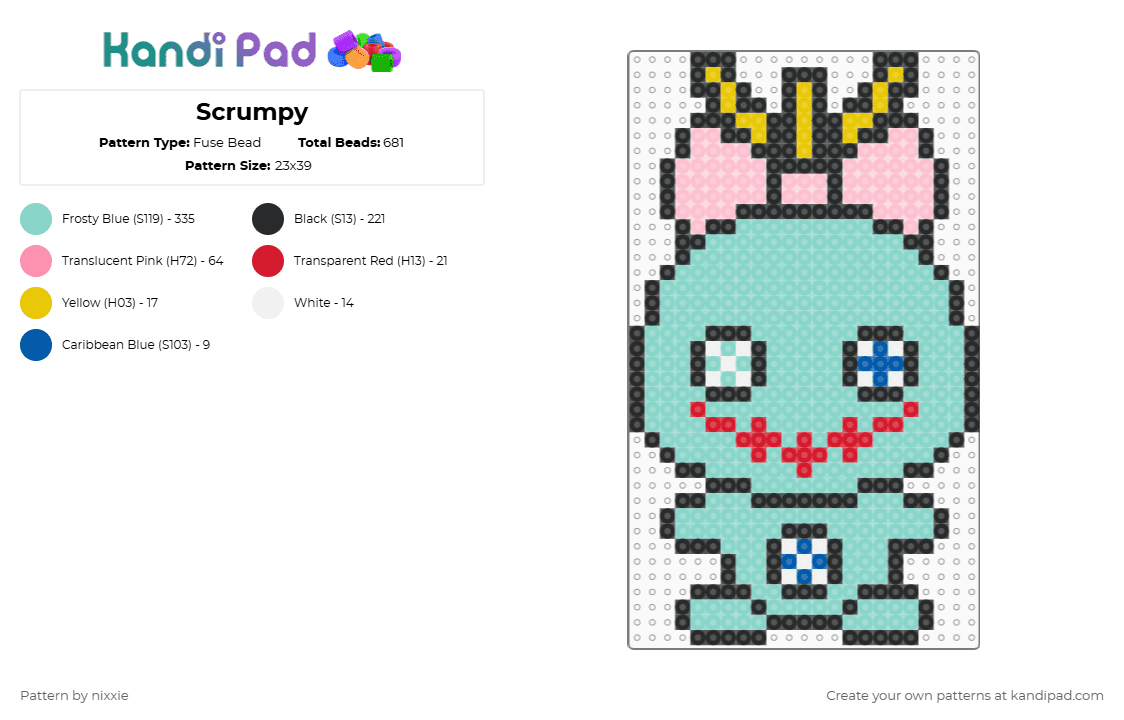 Scrumpy - Fuse Bead Pattern by nixxie on Kandi Pad - light blue,stitch,scrumpy,lilo,lilo and stitch