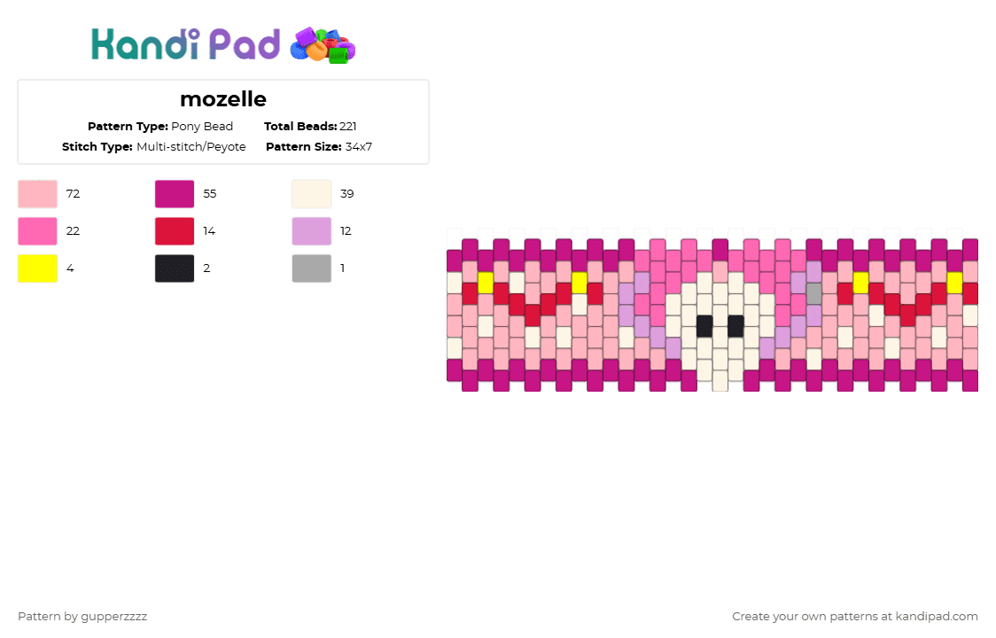 mozelle - Pony Bead Pattern by gupperzzzz on Kandi Pad - pink,mozelle,regretevator