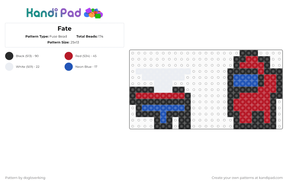 Fate - Fuse Bead Pattern by dogloverking on Kandi Pad - red,blue,cotdfate