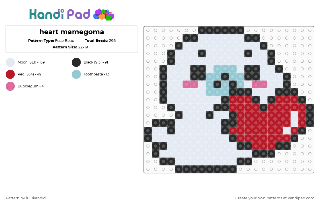 heart mamegoma not mine - Fuse Bead Pattern by lulukandid on Kandi Pad - white,red