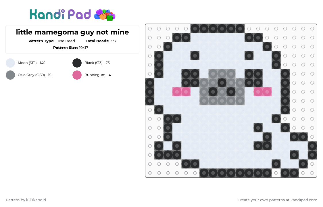 little mamegoma guy not mine - Fuse Bead Pattern by lulukandid on Kandi Pad - white,gray